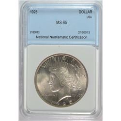 1925 PEACE DOLLAR NNC GEM BU
