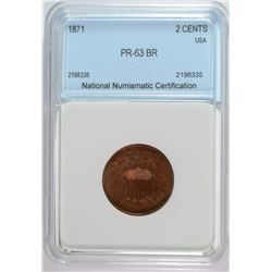1871 TWO CENT NNC CHOICE PROOF BR