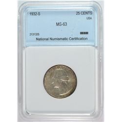 1932-S WASHINGTON QUARTER NNC CH BU KEY DATE