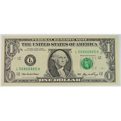 2006 $1 FEDERAL RESERVE NOTE #L56866865H GEM CU RADAR NOTE