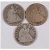 Image 1 : SEATED HALF DOLLARS, 1876 GOOD, 1877 GOOD & 1858-O VG/FINE