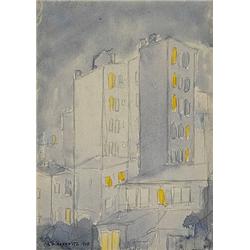 Abraham Walkowitz (1878-1965), Improvisations of New York, 1910, pencil, watercolor on pape...