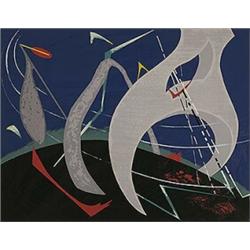 Lynn Courtland, Receding Arches and Bell, 1949, lithograph, 14 x 18, Signed, titled and...