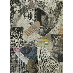 Medard Klein (1905-2002), untitled, 1950s, mixed media collage, 16.5 x 12.25, Signed lo...