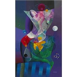 Medard Klein (1905-2002), Inscape #101, acrylic on board, 15.75 x 9.5, Signed lower right...