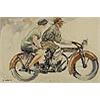 Image 1 : Reginald Marsh (1898-1954), Motorcycle, c. 1929, tempera and ink on paper, 8.5 x 12, An...