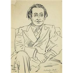 Peggy Bacon (1895-1987), Salvador Dali, 1934, charcoal on paper, 14 x 9.5, Signed and t...