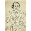 Image 1 : Peggy Bacon (1895-1987), Salvador Dali, 1934, charcoal on paper, 14 x 9.5, Signed and t...