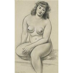 Eugene Edward Speicher (1883-1962), Seated Nude, Front View, c. 1924, pencil and white chal...