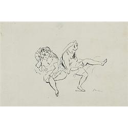 Jules Pascin (1885-1930), Two Women Seated, 1910, ink on paper, 7.75 x 11.5, Signed and...