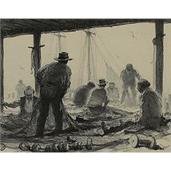 Gordon Grant (1875-1962), Mending Nets, c.1915, lithograph, 9 x 11 (image), Signed lowe...
