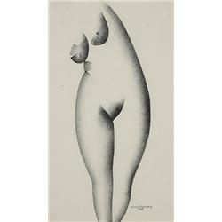 William S. Schwartz (1896-1977), Female Torso, 1928, conte crayon on paper, 14.25 x 18.5<...
