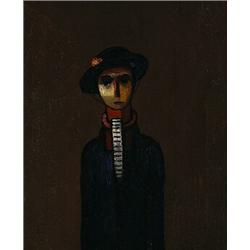 Theodore Roszak (1907-1981), Figure in Blue Hat, c. 1932, oil on board, 12.5 x 10.25, N...