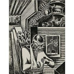 Leon Bibel (1913-1995), Injured at Work, 1936, brush and ink on oak tag paper, 9.25 x 12<...