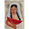 Image 1 : Jose Ma D'Severin, Woman with Melon, c. 1930, watercolor and gouache on paper, 9.75 x 7<b...