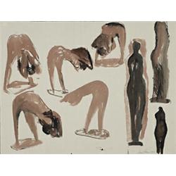 David Hayes (b. 1931), Figure Studies, 1959, ink wash on paper, 20 x 26, Signed and dat...