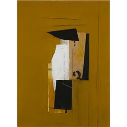 Stephan Edlich (b. 1944), untitled, mixed media collage, 24 x 18, Labels verso. Framed in...