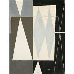 Robert Bruce Tague (1912-1985), 1950 Revisited, H7, 1970, oil on canvas with collaged eleme...