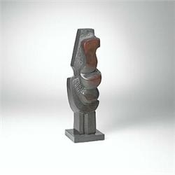 Anthony Padovano (b. 1933), Column Form, 1983, black stone, 15 x 4.5, Engraved signatur...