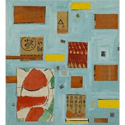 Charmion von Wiegand (1899-1983), untitled, tempera with collage on paper, 6 x 5.5 (image)<...