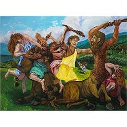 Earl Staley (b. 1938), Battle of Lapinths and Centaurs, 1983, acrylic on canvas, 48 x 64<...