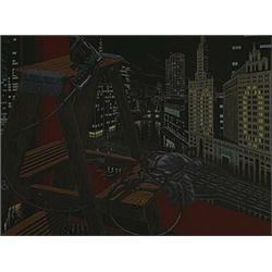 Jack Beal (b. 1931), Chicago, c. 1991, color lithograph, 26.25 x 40, Signed 'Jack Beal,...