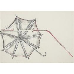Mario Merz, Luce e Sette Appoggiagi, 1967-1977, pencil, watercolor and charcoal on paper<br...