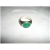 Image 1 : VERY UNIQUE DESIGN SILVER RING WITH LARGE GREEN STONE-ELONGATED OVAL CUT CENTER STONE STAMPED *800 C