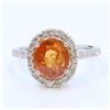 Image 1 : 14K WHITE GOLD RING 3.2GRAM DIAMOND 0.50CT SPESSARTITE 3.69CT