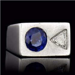 NATURAL SAPPHIRE 1.50CT, TRILLION CUT DIAMOND 0.60CT