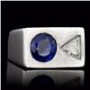 Image 1 : NATURAL SAPPHIRE 1.50CT, TRILLION CUT DIAMOND 0.60CT