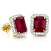 Image 1 : Genuine Ruby & Diamonds 4.89 carats Solid Gold Earrings