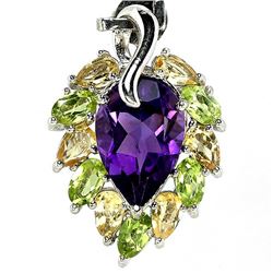 Natural Amethyst & Peridot Pendant