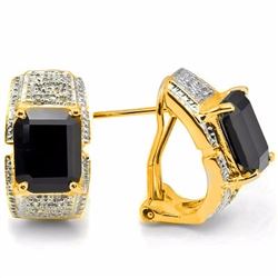 Natural Black Sapphire & Diamond 7.12 carats Earrings