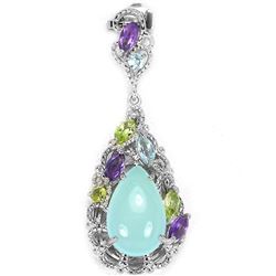 Natural Chalcedony Amethyst Peridot Pendant