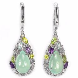Natural Chalcedony Amethyst Peridot Earrings