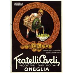 Italian advertising poster, food -FRATELLI CARLI ... OLIO D'OLIVA ONEGLIA