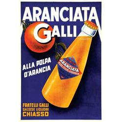 Italian advertising poster, beverage - ARANCIATA GALLI
