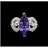 Image 2 : 4.00ct Tanzanite and Diamond Ring - 14KT White Gold