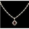 Image 1 : 6.74ct Ruby and Diamond Necklace - 14KT Yellow Gold