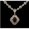 Image 2 : 6.74ct Ruby and Diamond Necklace - 14KT Yellow Gold