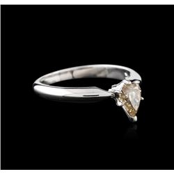 14KT White Gold 0.76ct Pear Cut Fancy Brown Diamond Solitaire Ring