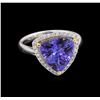 Image 1 : 14KT White and Yellow Gold 4.14ct Tanzanite and Diamond Ring