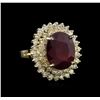 Image 1 : 12.41ct Ruby and Diamond Ring - 14KT Yellow Gold