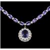 Image 3 : 14KT White Gold 31.96ctw Tanzanite and Diamond Necklace