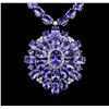 Image 2 : 58.13ctw Tanzanite and Diamond Necklace - 14KT White Gold