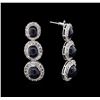 Image 2 : 21.71ctw Star Sapphire and Diamond Earrings - 14KT White Gold