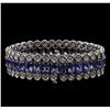 Image 3 : 10KT White Gold 20.84ctw Tanzanite and Diamond Bracelet