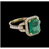 Image 1 : 2.61ct Emerald and Diamond Ring - 14KT Yellow Gold