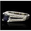 Image 1 : 14KT White Gold 1.00ct Sapphire and Diamond Ring
